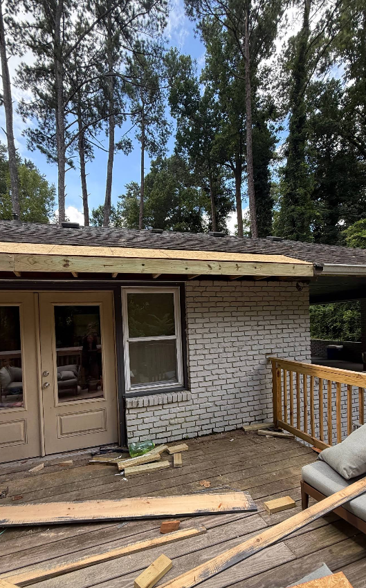 Completed roofing repair project